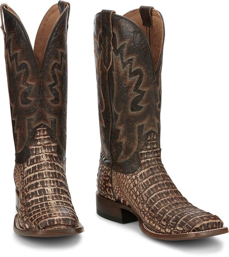 Load image into Gallery viewer, Tony Lama 13" Mitcham Peanut Hornback Caiman Square Toe Boot - Brown
