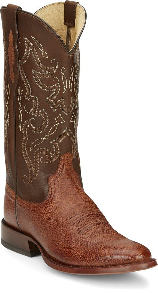 Tony Lama 13" Parton Smooth Ostrich Round Toe Boot - Brown
