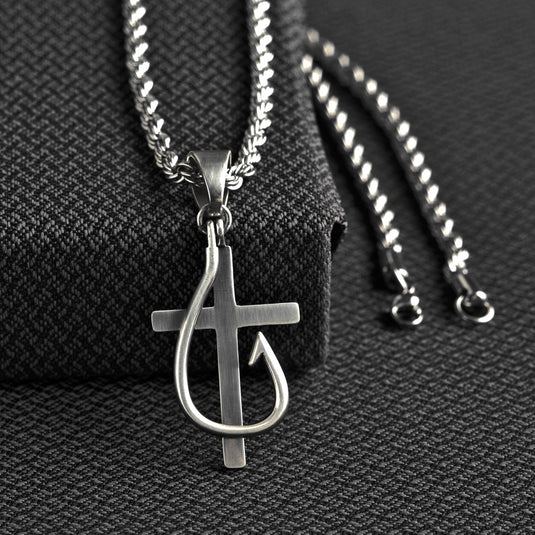 Twister Cross & Fish Hook Necklace