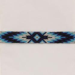 Twister Multi-Tonal Southwestern Beaded Stretch Hat Band - Blue