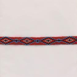 Twister Southwestern Pattern Beaded Stretch Hatband - Red