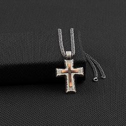 Twister Brass Chain Cross Pendant Necklace