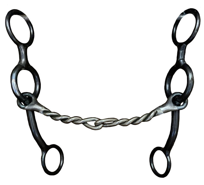 Load image into Gallery viewer, Dutton Short Swept Back Shank Twisted Wire Dog Bone Gag Bit - 1" Gag
