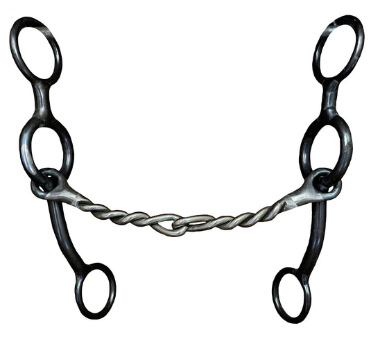 Dutton Short Swept Back Shank Twisted Wire Dog Bone Gag Bit - 1" Gag