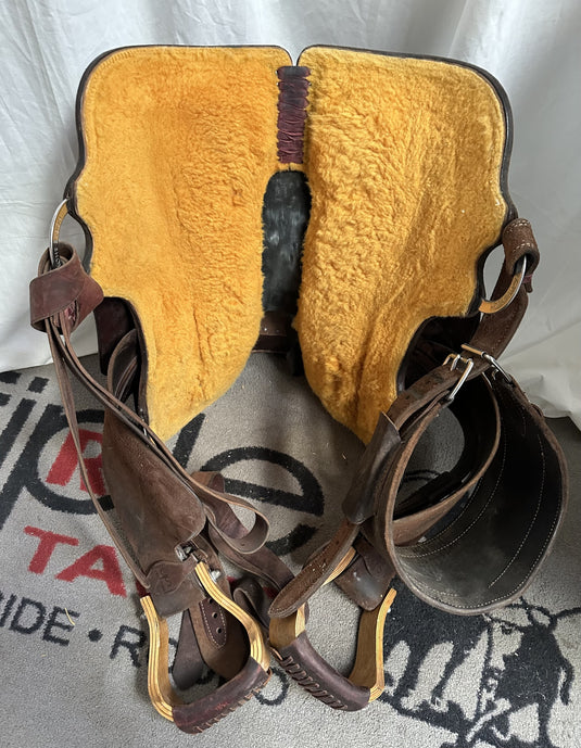 Used Elite Chocolate Roughout Team Roper Saddle 14"