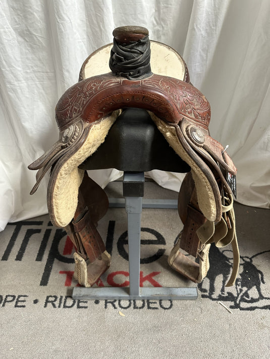 Used Dale Martin 7/8 Floral Team Roper Saddle 15"