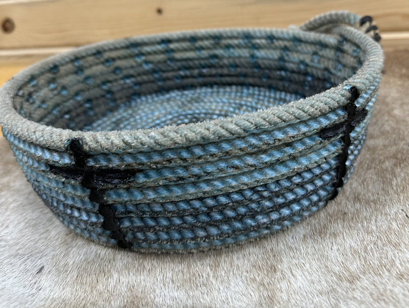 Load image into Gallery viewer, Small Rope Basket - Crosses - Turquoise
