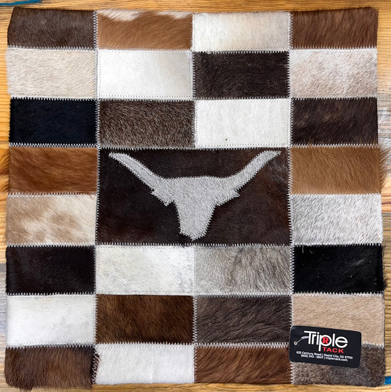 Load image into Gallery viewer, Patchwork Cowhide Pillowcase - Steer Head
