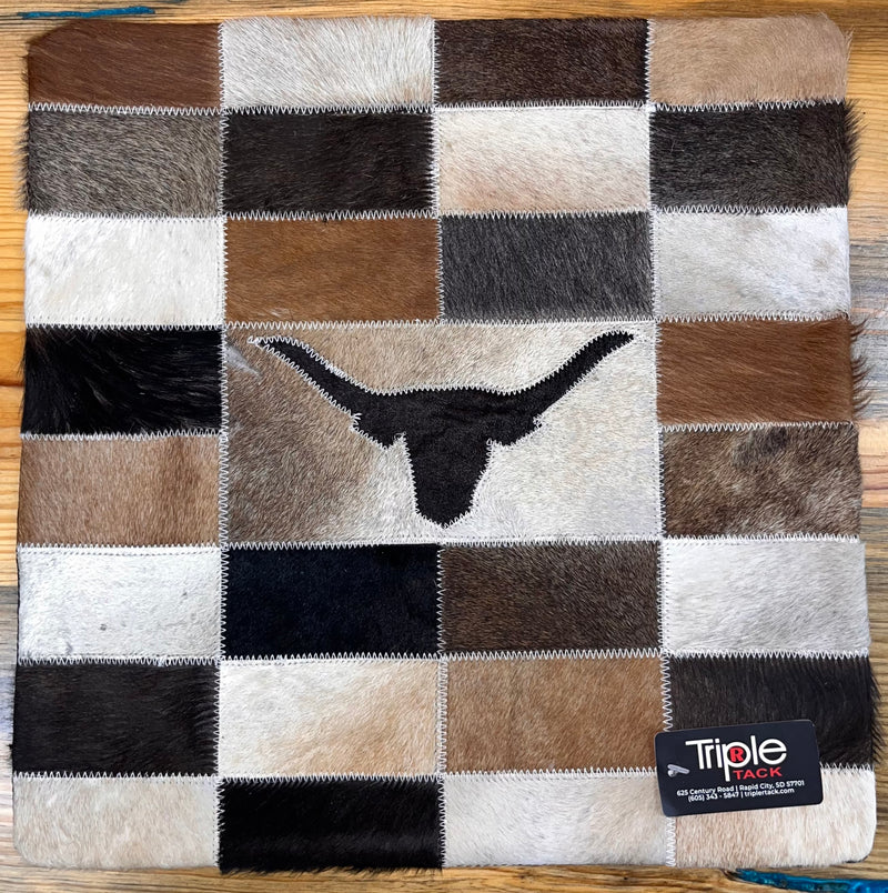 Load image into Gallery viewer, Patchwork Cowhide Pillowcase - Steer Head
