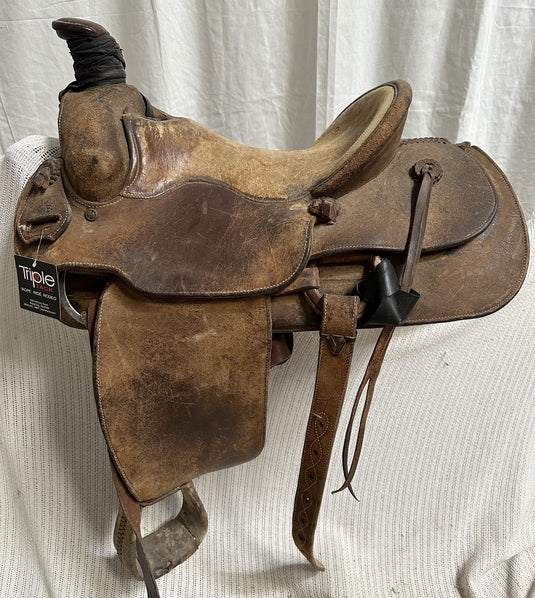 Used Full Roughout Ranch Saddle  15