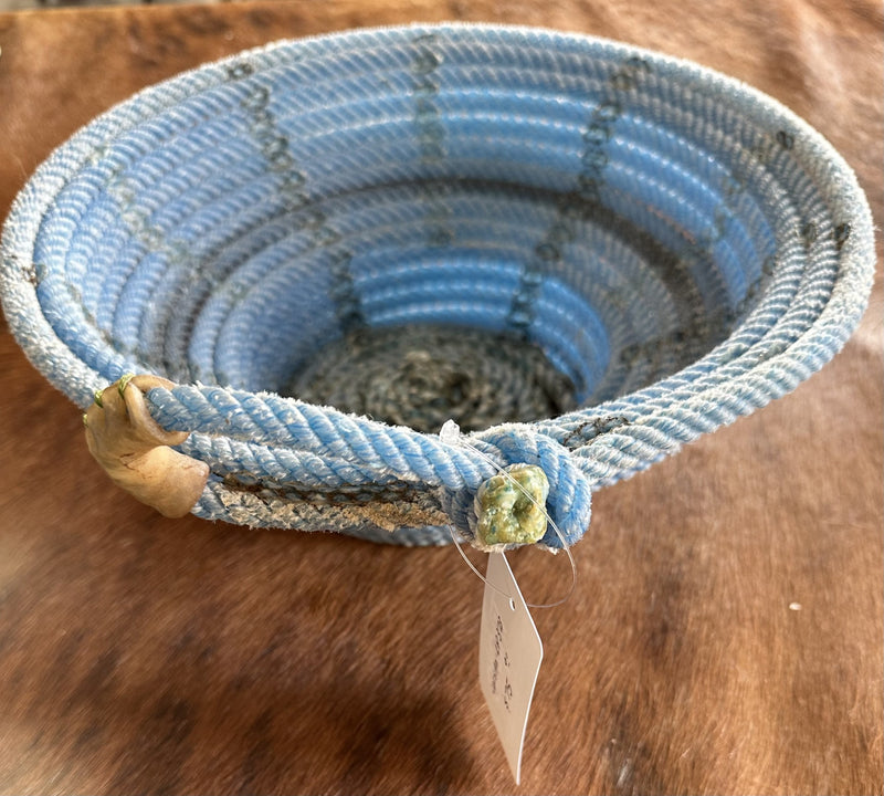 Load image into Gallery viewer, Round Pedestal Lariat Rope Basket - Royal Blue
