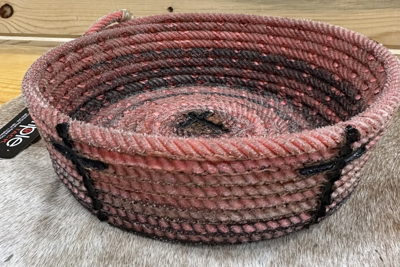 Load image into Gallery viewer, Small Rope Basket - Crosses - Red

