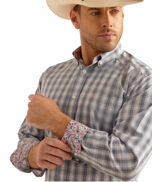 Load image into Gallery viewer, Ariat Mens Wrinkle Free Otto Classic Fit Long Sleeve Shirt - Gray
