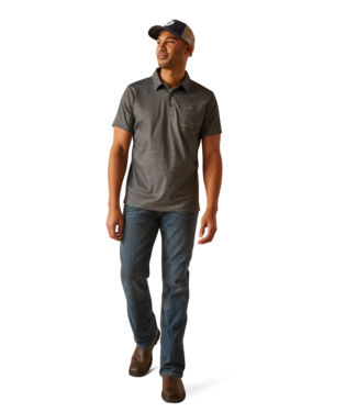 Ariat Mens Rebar Foreman Short Sleeve Polo Shirt - Charcoal Heather
