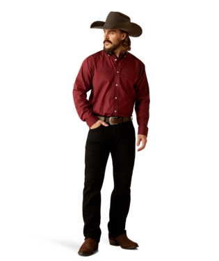 Load image into Gallery viewer, Ariat Mens Wrinkle Free Issac Classic Fit Long Sleeve Shirt - Dark Red
