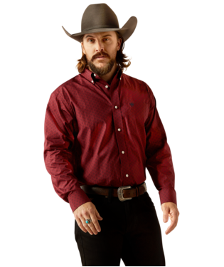 Load image into Gallery viewer, Ariat Mens Wrinkle Free Issac Classic Fit Long Sleeve Shirt - Dark Red
