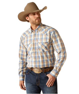 Ariat Mens Pro Series Clint Classic Fit Long Sleeve Snap Shirt - Khaki
