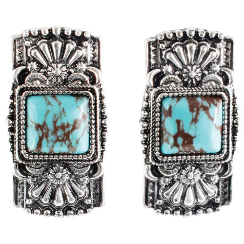 Justin Turquoise Stone Bar Earrings