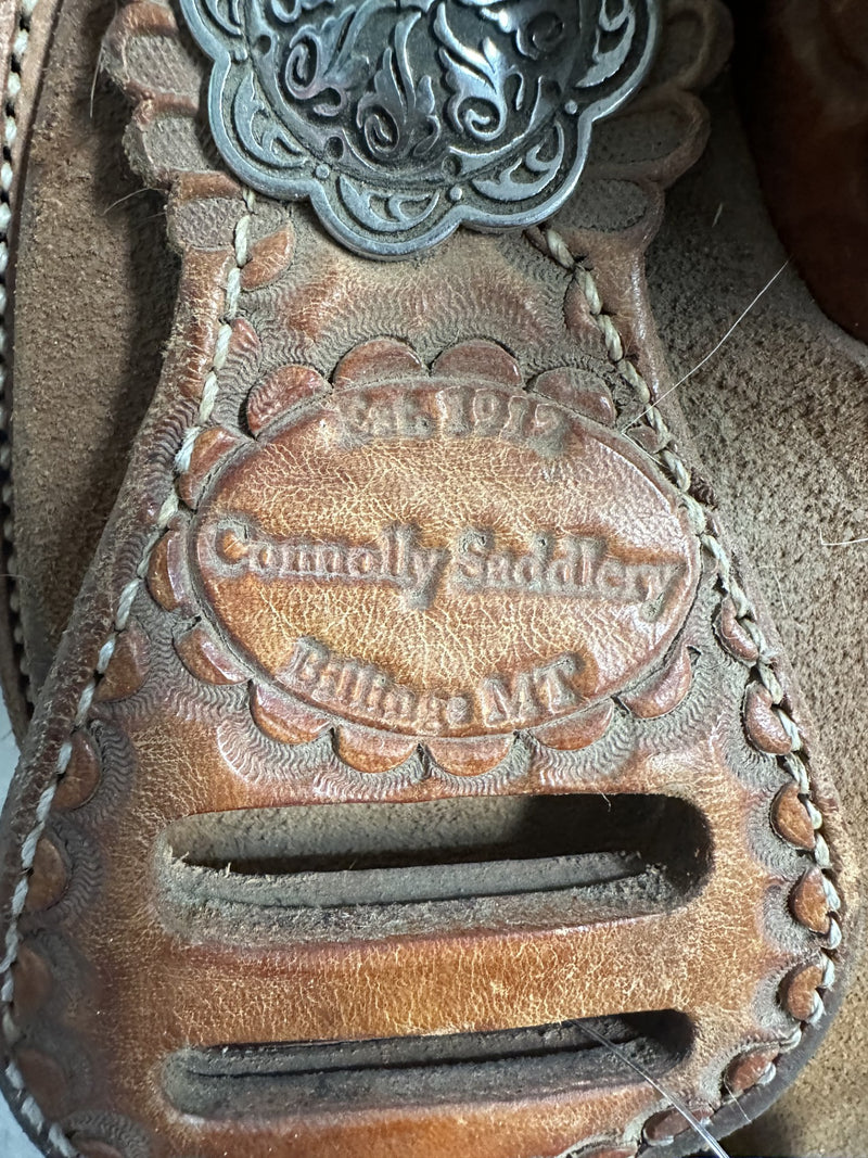 Load image into Gallery viewer, Used Connelly 1/2 Floral Team Roper Saddle 15"
