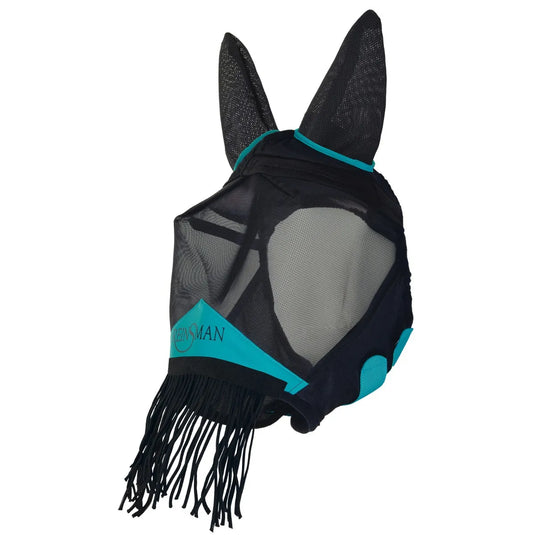 Reinsman Fly Mask with Ears & Fringe - Teal