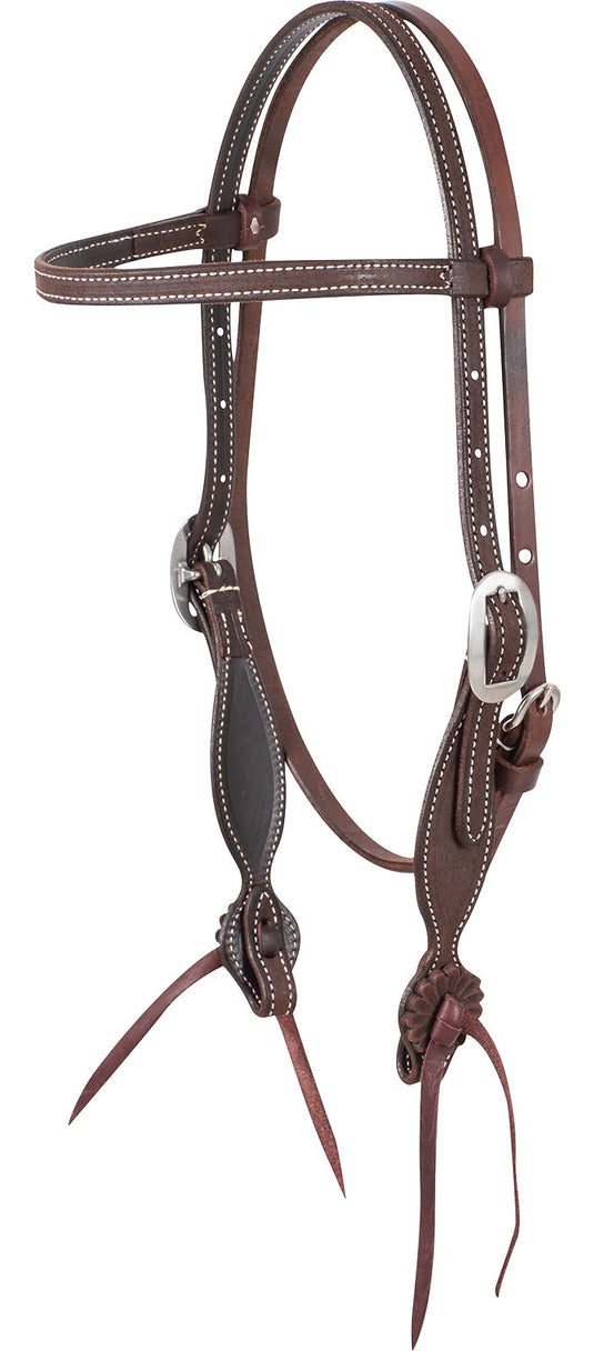 Martin Chocolate Roughout Rosettes Browband Headstall