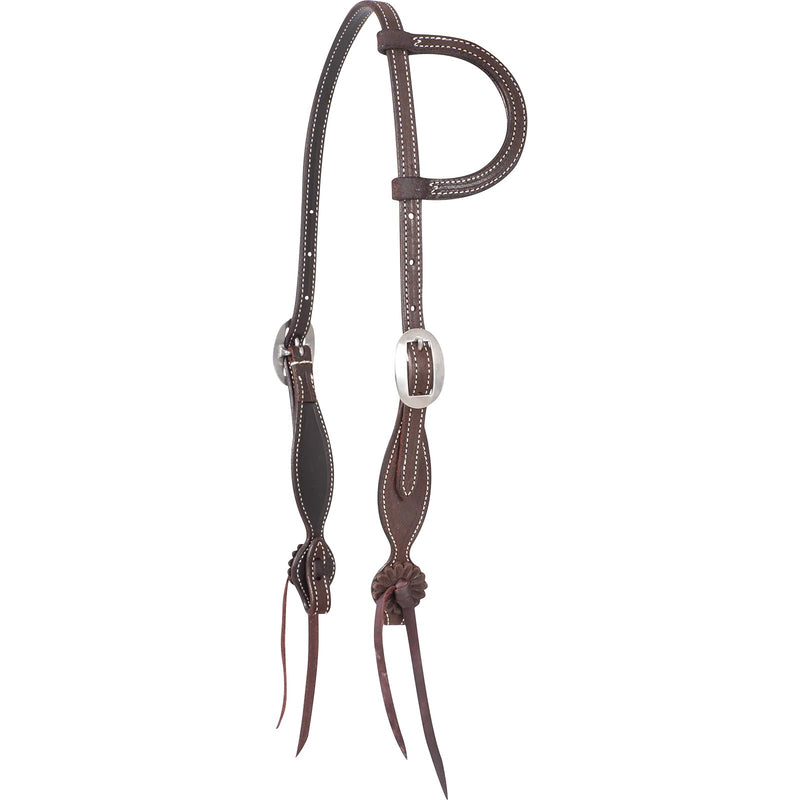 Load image into Gallery viewer, Martin Chocolate Roughout Rosettes Slip Ear Headstall
