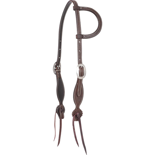 Martin Chocolate Roughout Rosettes Slip Ear Headstall