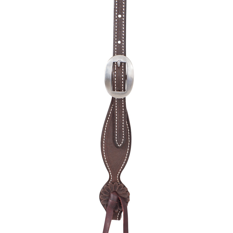 Load image into Gallery viewer, Martin Chocolate Roughout Rosettes Slip Ear Headstall
