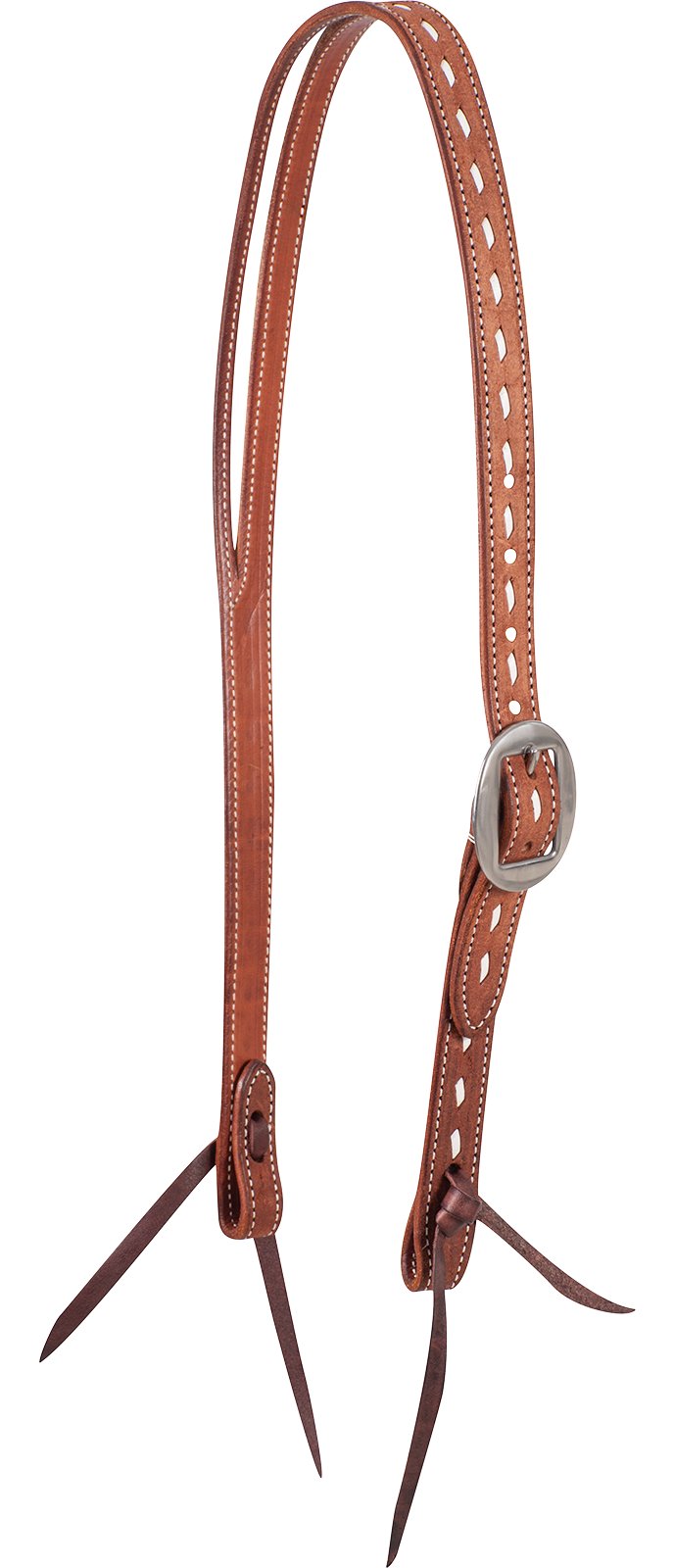 Load image into Gallery viewer, Martin Ranahan Roughout Chestnut Skirting Buckstitch Stamped Split Ear Headstall
