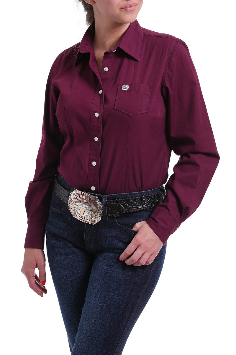 Load image into Gallery viewer, Cinch Womens Long Sleeve Solid Shirt - Burgundy
