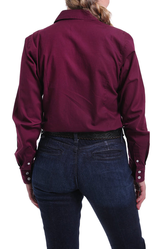 Cinch Womens Long Sleeve Solid Shirt - Burgundy