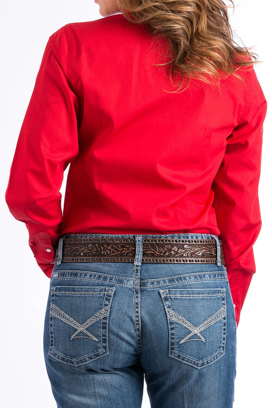 Cinch Womens Long Sleeve Solid Shirt - Red