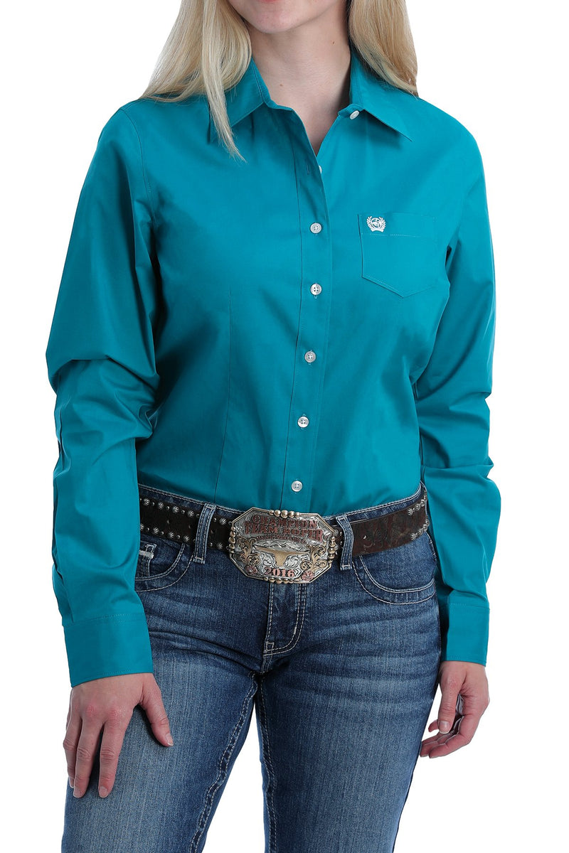 Load image into Gallery viewer, Cinch Womens Stretch Long Sleeve Solid Shirt - Teal
