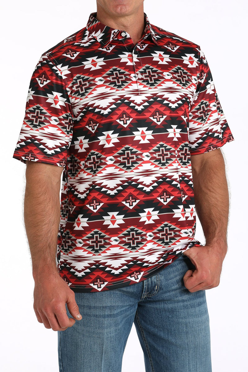 Load image into Gallery viewer, Cinch Mens ARENAFLEX Short Sleeve Southwestern Print Polo Shirt - Multi
