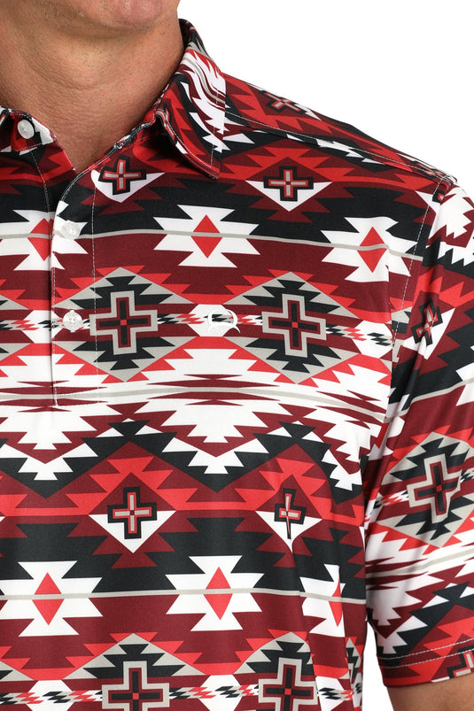 Cinch Mens ARENAFLEX Short Sleeve Southwestern Print Polo Shirt - Multi