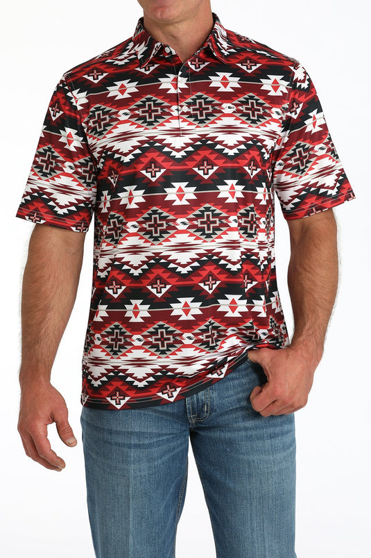 Cinch Mens ARENAFLEX Short Sleeve Southwestern Print Polo Shirt - Multi