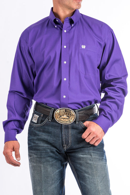 Cinch Mens Long Sleeve Solid Shirt - Purple