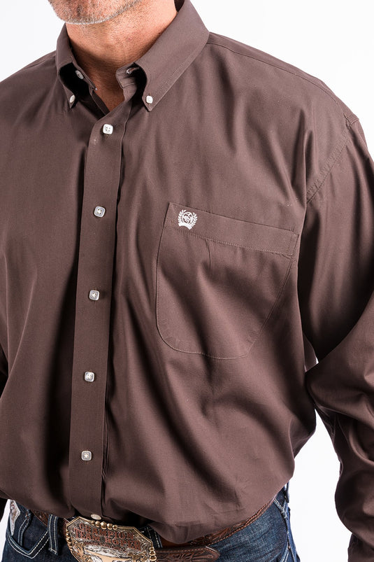 Cinch Mens Long Sleeve Solid Shirt - Brown