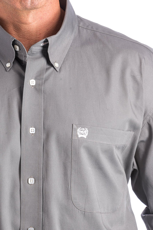 Cinch Mens Long Sleeve Solid Shirt - Gray