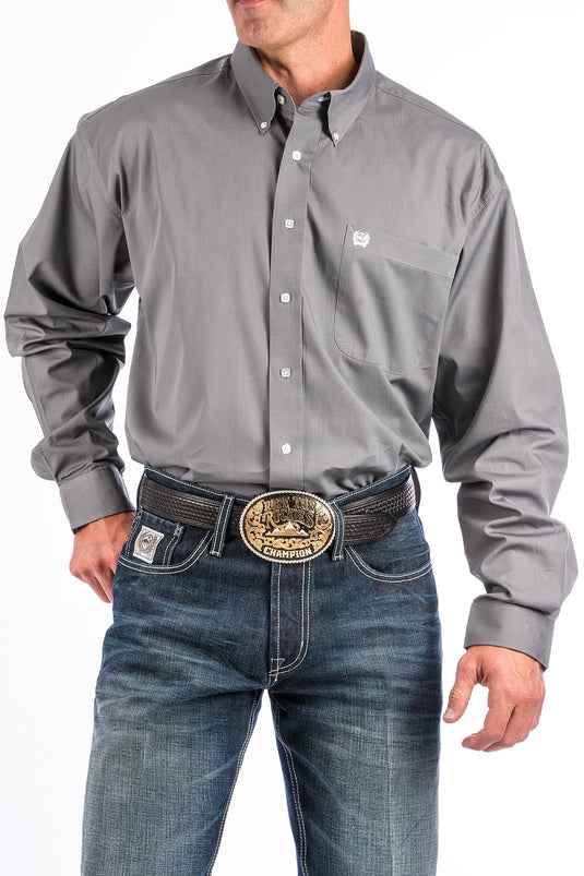 Cinch Mens Long Sleeve Solid Shirt - Gray
