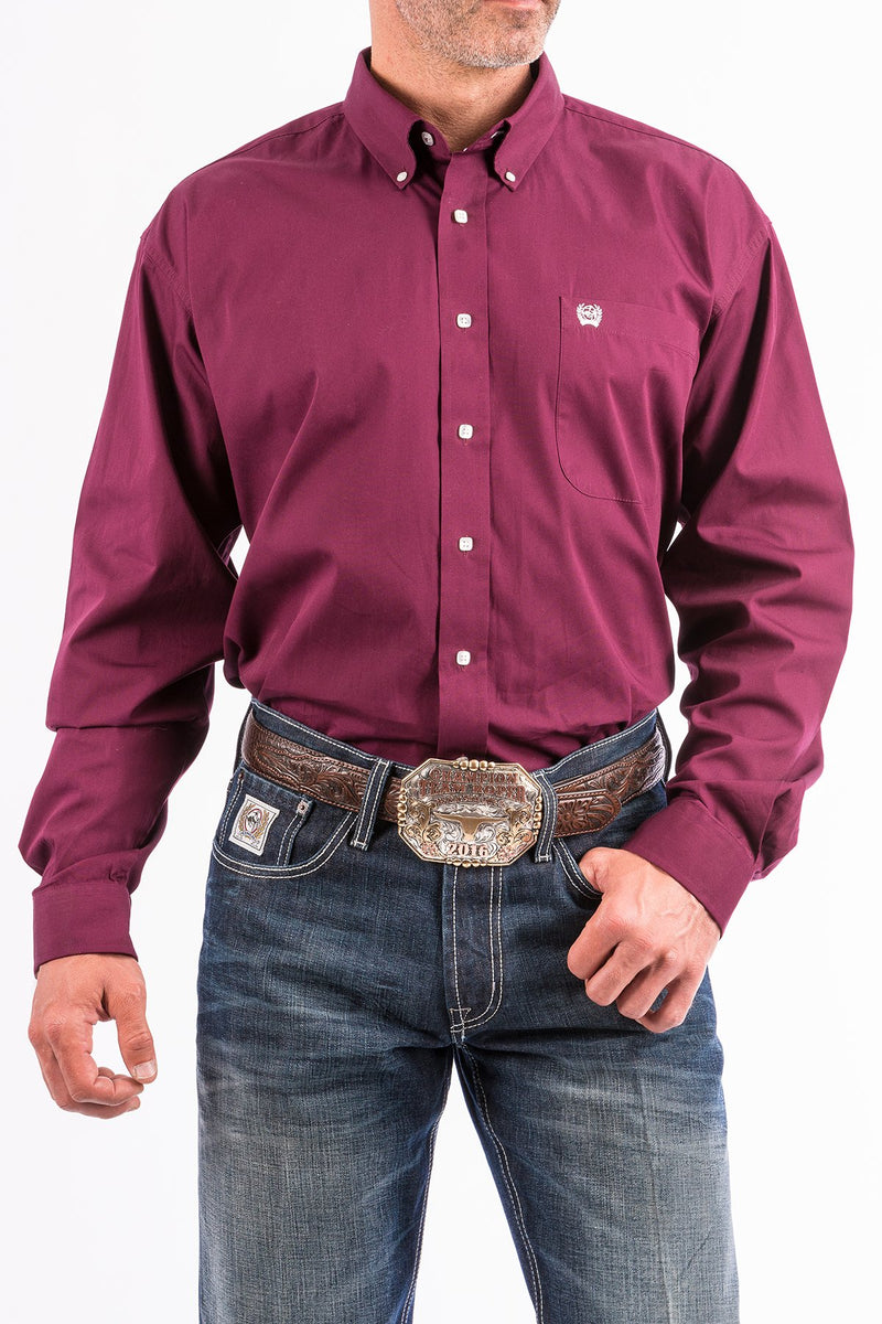 Load image into Gallery viewer, Cinch Mens Long Sleeve Solid Shirt - Burgundy
