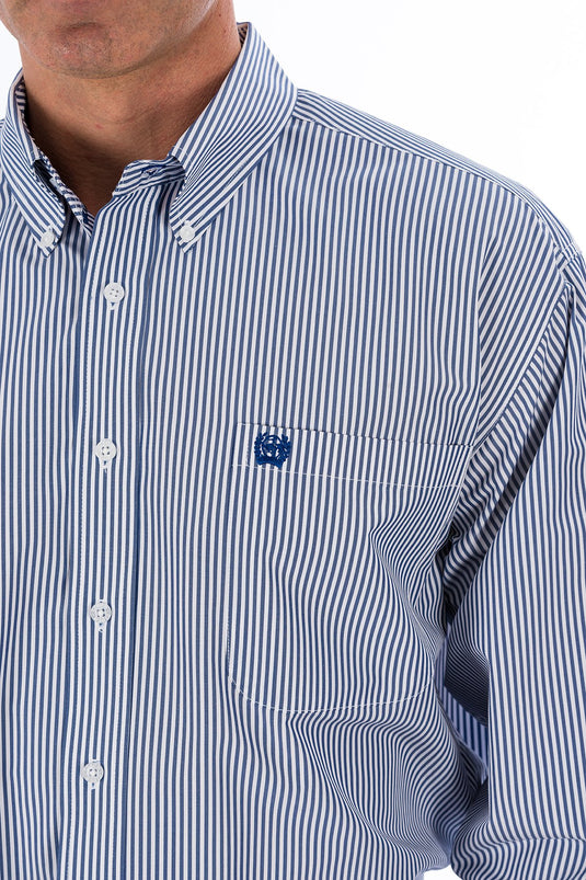 Cinch Mens TENCEL Long Sleeve Stripe Shirt - Royal