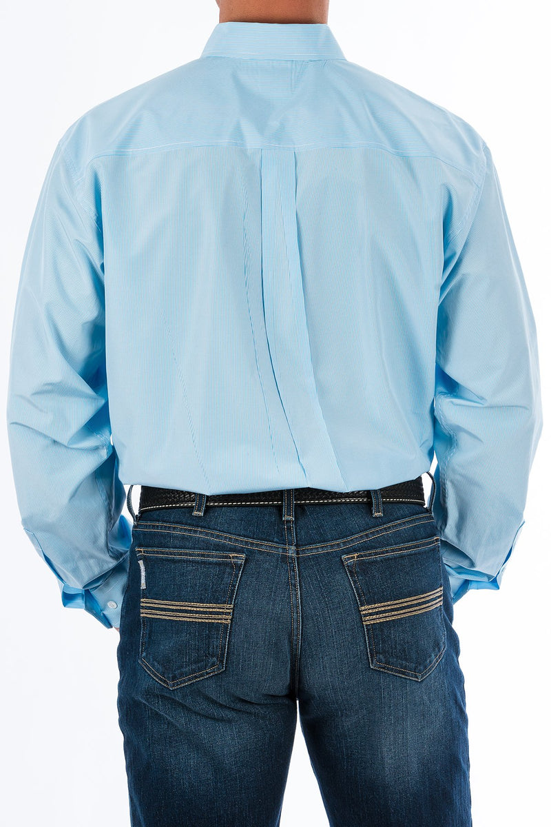 Load image into Gallery viewer, Cinch Mens TENCEL Long Sleeve Micro Stripe Shirt - Light Blue
