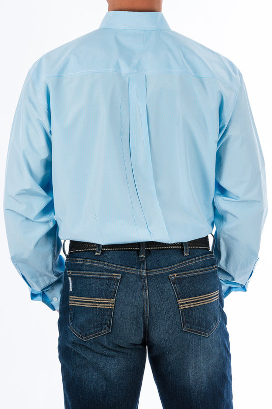 Cinch Mens TENCEL Long Sleeve Micro Stripe Shirt - Light Blue