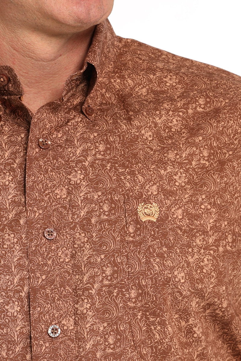Load image into Gallery viewer, Cinch Mens Long Sleeve Paisley Print Shirt - Brown
