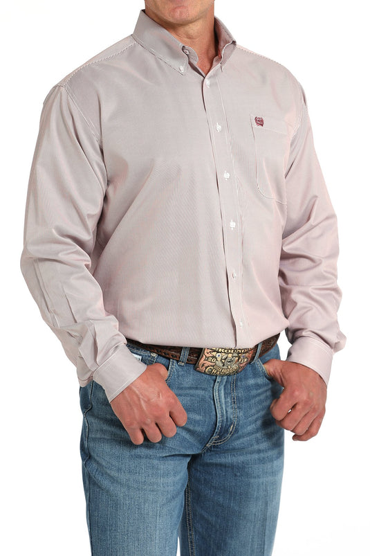 Cinch Mens TENCEL Long Sleeve Micro Stripe Shirt - Pink