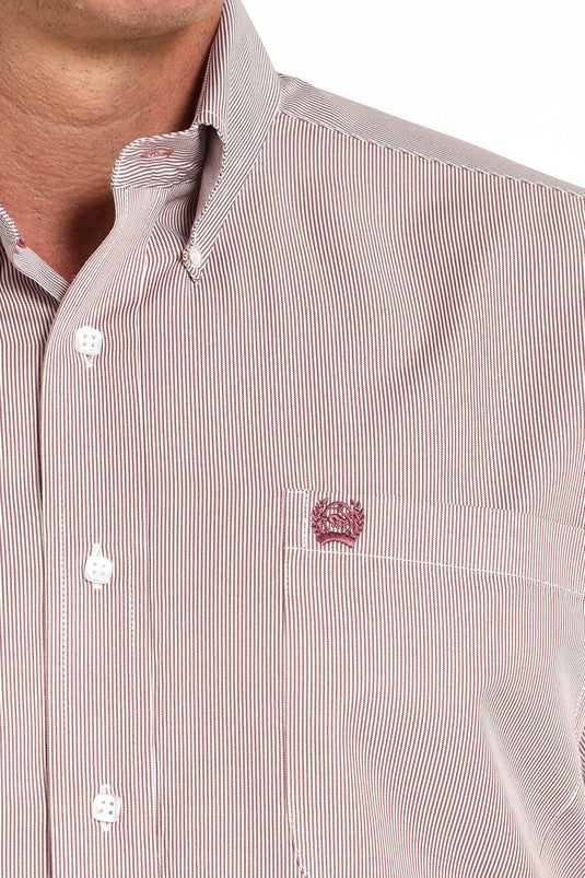 Cinch Mens TENCEL Long Sleeve Micro Stripe Shirt - Pink