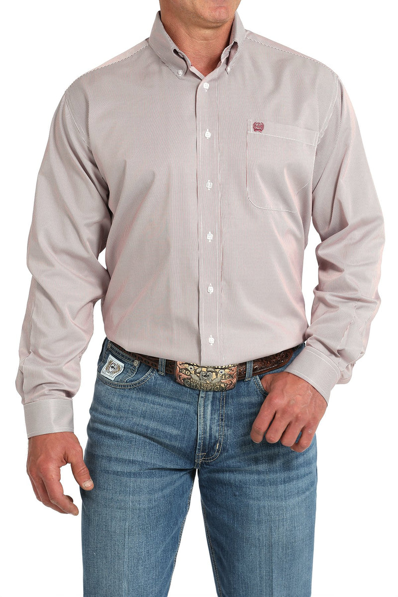 Load image into Gallery viewer, Cinch Mens TENCEL Long Sleeve Micro Stripe Shirt - Pink
