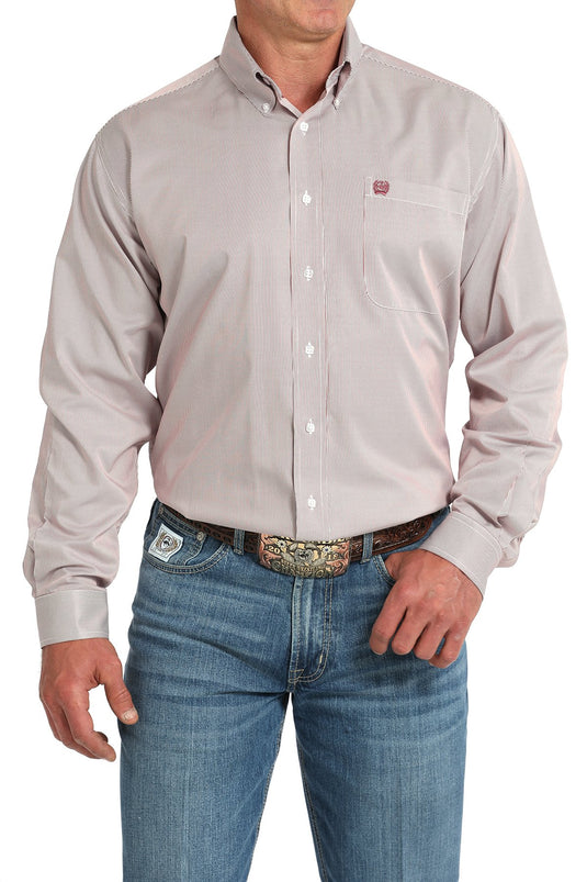 Cinch Mens TENCEL Long Sleeve Micro Stripe Shirt - Pink