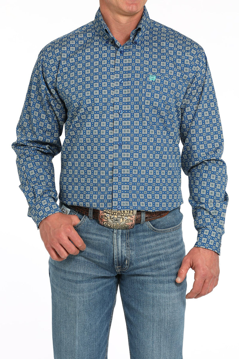 Load image into Gallery viewer, Cinch Mens Long Sleeve Medallion Print Shirt - Royal
